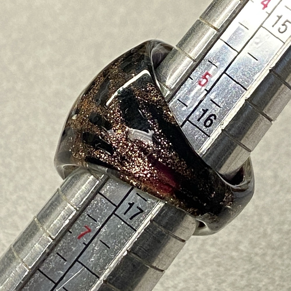 VINTAGE Glass Glitter MCM Dichroic Ring Sz 6 - Picture 9 of 11